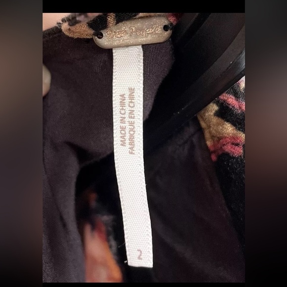 Free People Sz 2 Mini Dress Tegan Floral Swing Bell Sleeve Black Combo EUC - Picture 3 of 16